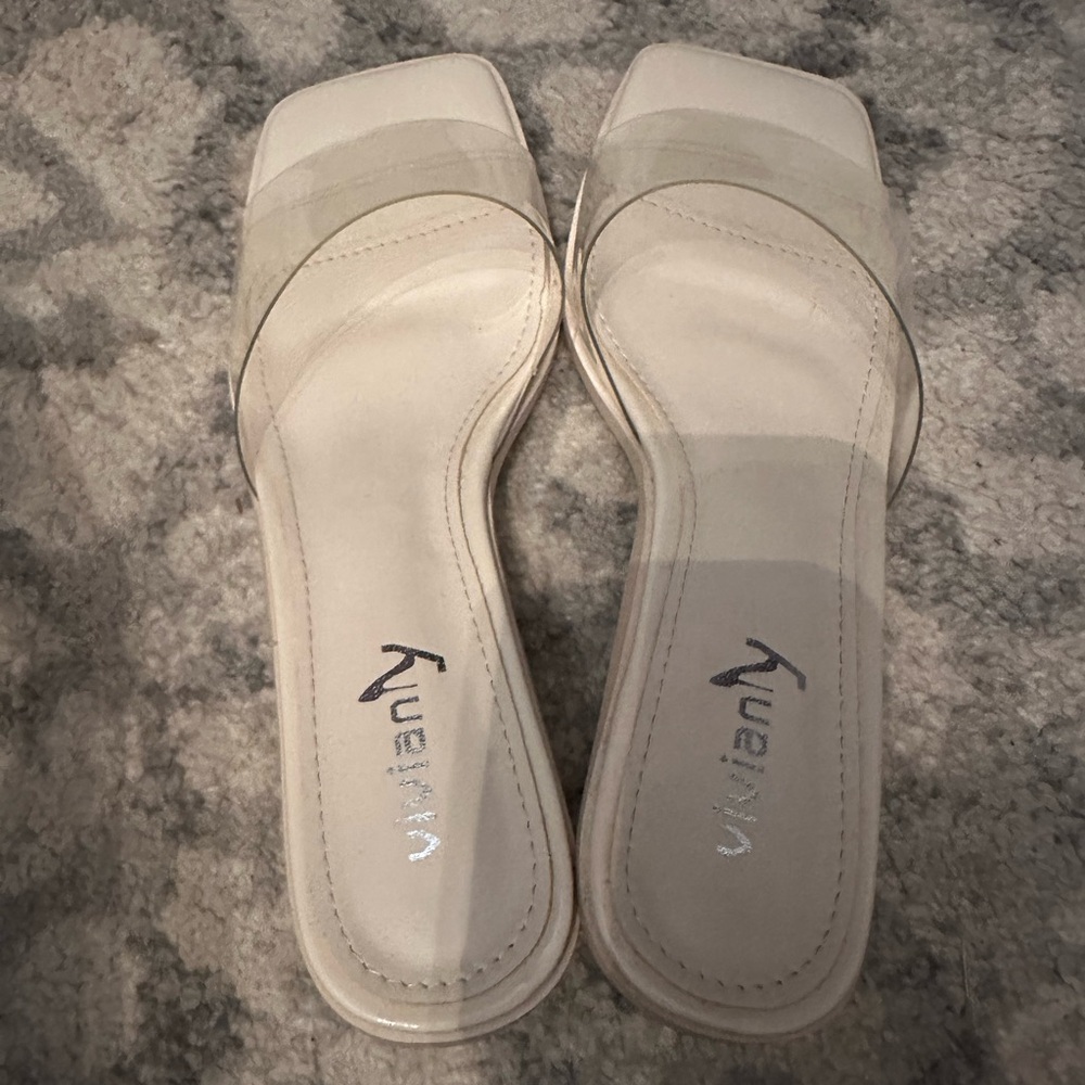 Brand new Women’s 10 clear and nude heels